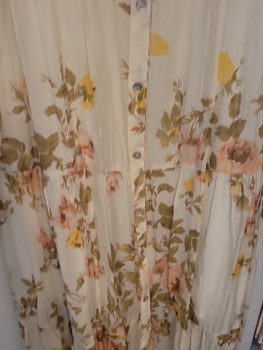 Worn Once, MSK Cream Maxi Shirt Dress with Pink & Yellow Floral Print - Picture 7 of 9